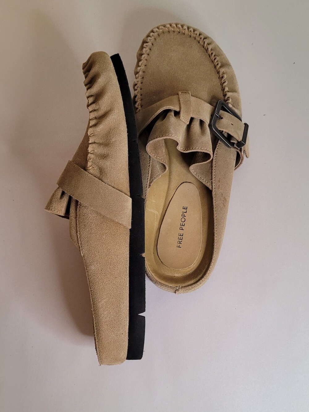 Free People After Riding Mules In Macadamia Suede Size 7.5 - Picture 8 of 10